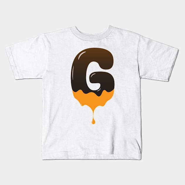 chocolate Alphabet Letter G Kids T-Shirt by Kangina